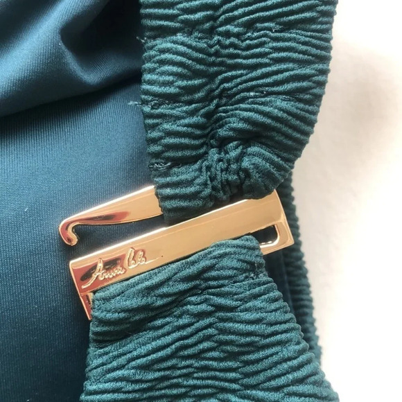 Anne Cole One Shoulder Twist One Piece Swimsuit  Emerald Green ruched slimming - Picture 5 of 7